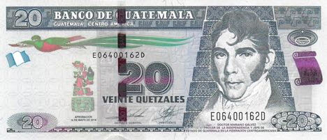 P124d Guatemala 20 Quetzales Year 2014 (2017)